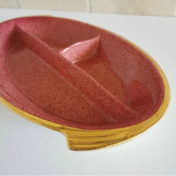 Royal Winton Grimwades Mottled Pink Vintage Divided Tray MCM Decor - Picture 8 of 9